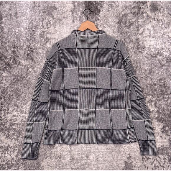 Eileen Fisher Sweater Small Womens Jacquard Knit Mock Neck Geometric Check - Picture 3 of 8